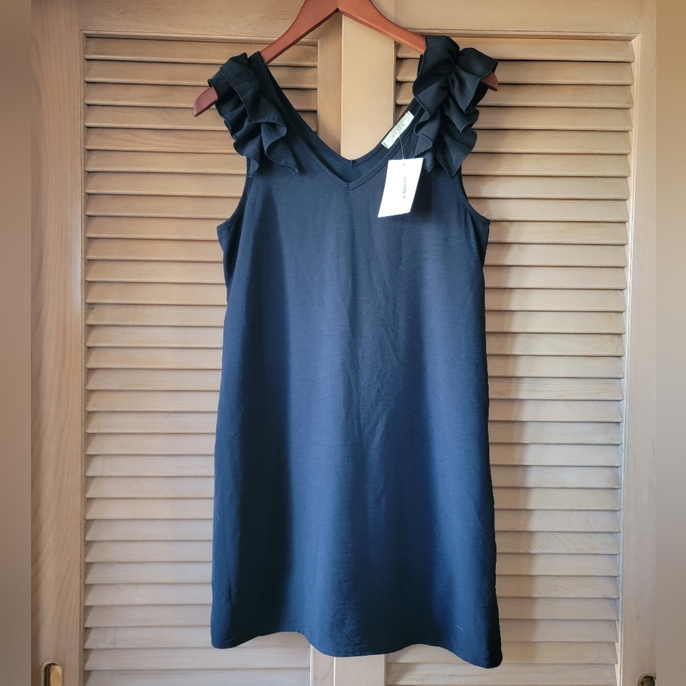 Entropy Zoey Little Black Ruffle Sleeve Dress